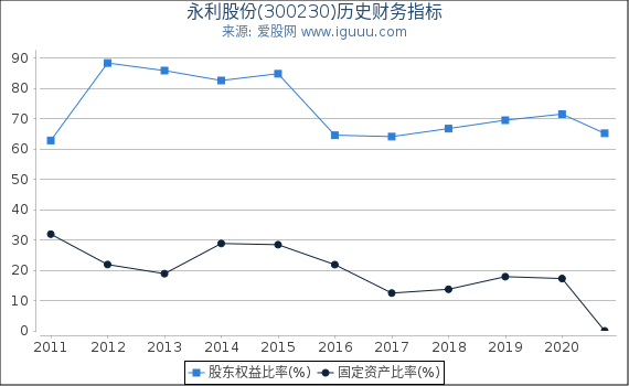 永利股份(300230)股东权益比率、固定资产比率等历史财务指标图